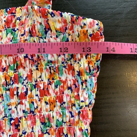 Jessica Simpson Floral Summer Dress Small Stretch Bodice Tiered Skirt Ruffle Hem - Picture 8 of 10